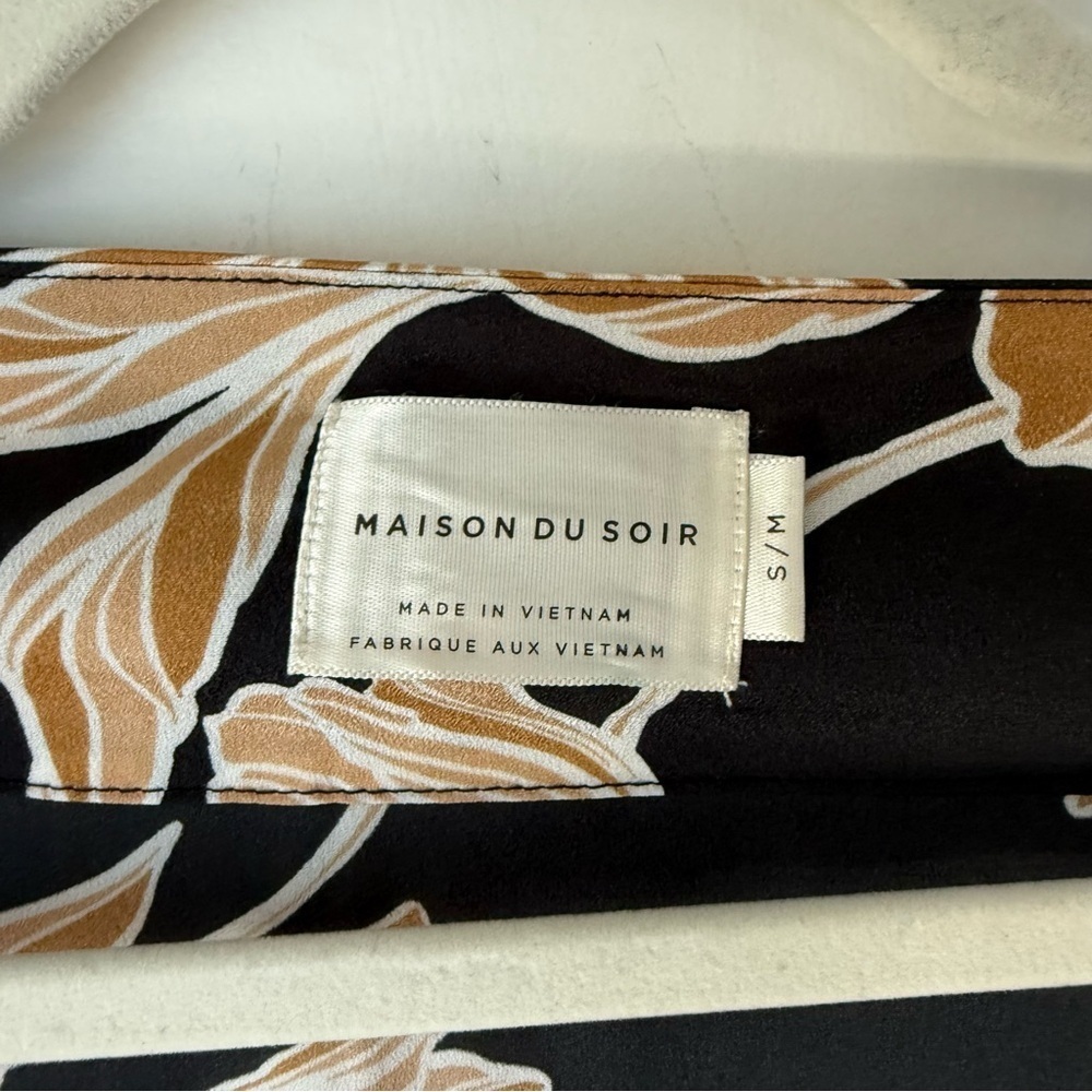Maison Du Soir Black Yellow Floral Kimono Robe S/M - image 6